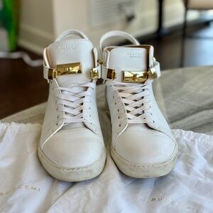 Buscemi White and Gold High Top Men’s Sneakers